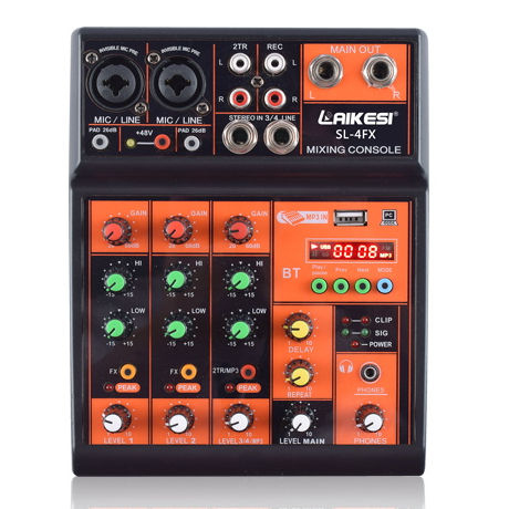 Venta al por mayor de fábrica, nuevo estilo, 4 canales, portátil, profesional, Mini música, sonido, Audio, DJ, mezclador de plástico