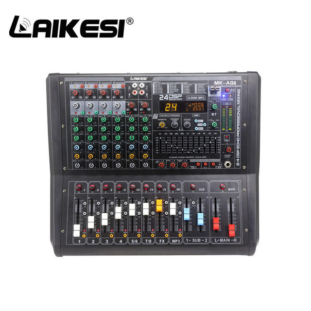 consola de audio activa amplificada 8 canales mk-ag 350W*2