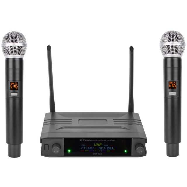 Micrófono UHF inalámbrico precio competitivo 32 canales caja de plástico micrófono canales duales
