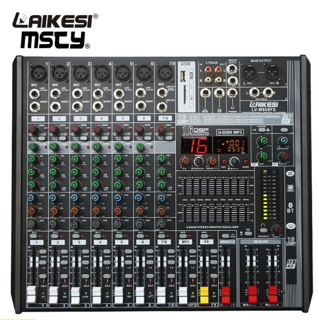 Mezclador de audio profesional Consola de mezclas de 8 canales