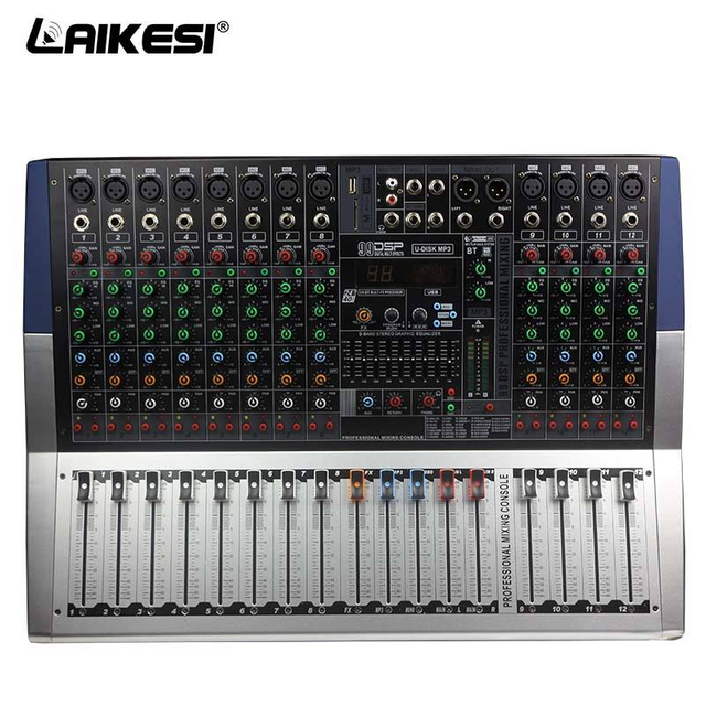 Mezclador amplificador autoamplificado de audio LAIKESI de 12 canales con contacto inalámbrico